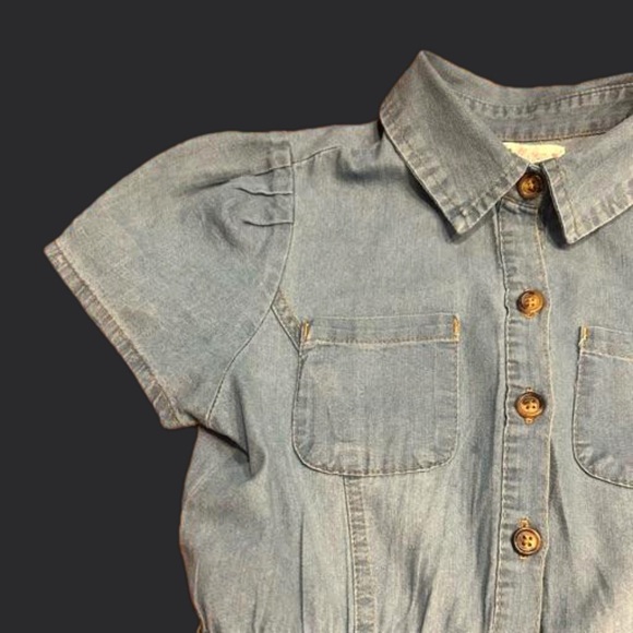 Size 10/12 Chillipea lightweight blue gray button down romper - Picture 3 of 13